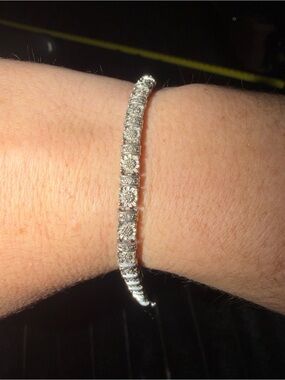 Genuine 925 Silver Tennis Bracelet with Diamonds - 7 inch wrist